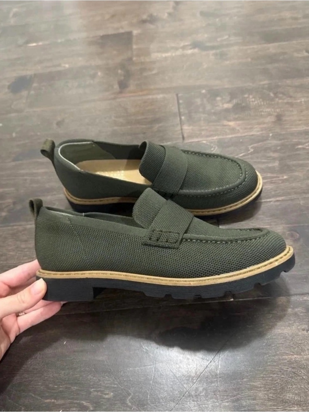 Taryn Rose Olive Knit Lug Sole Loafers